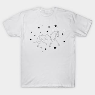 Horse with constellations stars line art. Horse universe T-Shirt